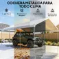 Carpa Garaje Portátil 5x6 m con Estructura de Acero Galvanizado Impermeable Anti-UV Cobertizo para Herramientas Crema