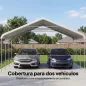 Carpa Garaje Portátil 5x6 m con Estructura de Acero Galvanizado Impermeable Anti-UV Cobertizo para Herramientas Crema
