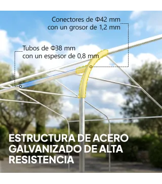 Carpa Garaje Portátil 5x6 m con Estructura de Acero Galvanizado Impermeable Anti-UV Cobertizo para Herramientas Crema