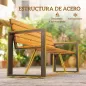 Banco de Jardín Exterior de 2 Plazas con Respaldo y Asiento Listonado de Madera Marco de Acero 136x54x82 cm Natural