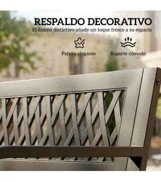 Banco de Jardín Exterior de 2 Plazas con Asiento Listonado Reposabrazos y Marco de Acero 119x50x75 cm Negro