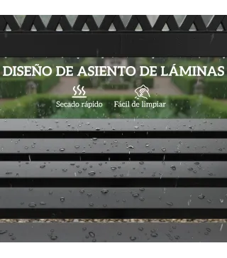 Banco de Jardín Exterior de 2 Plazas con Asiento Listonado Reposabrazos y Marco de Acero 119x50x75 cm Negro