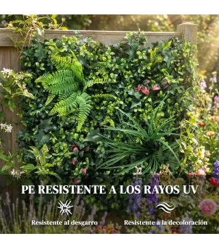 Set de 6 Setos Artificiales Ocultación Jardín 50x50 cm Tipo Milán Fácil Montaje Anti-UV para Terraza Balcón Verde