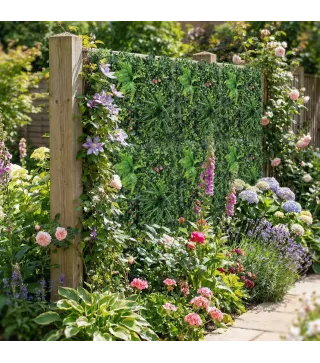 Set de 6 Setos Artificiales Ocultación Jardín 50x50 cm Tipo Milán Fácil Montaje Anti-UV para Terraza Balcón Verde