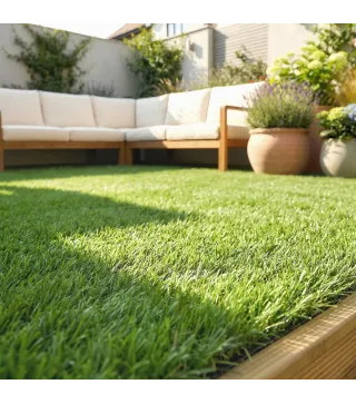 Césped Sintético de 22 Piezas Alfombra Césped Artificial 30x30 cm con Altura de Hierba 25 mm Drenaje Automático Verde