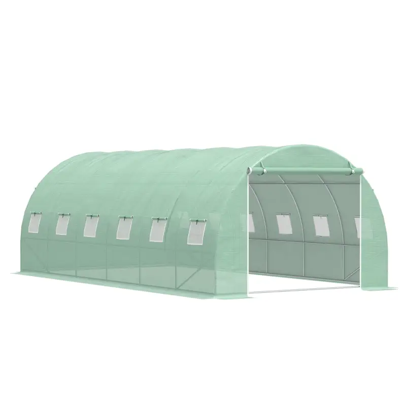 Invernadero de Túnel con 12 Ventanas Puerta Invernadero de Huerto para Cultivos Plantas Verduras Flores Verde