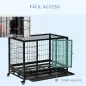 Jaula de Metal para Perros con Ruedas y Frenos Bandeja Extraíble y Puerta con Pestillo para Golden Retriver Labrador 92x62x75 cm
