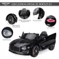 Coche Eléctrico para Niños Bentley GT Coche de Batería para Niños de +3 Años Velocidad 2,5-5 km/h 108x60x43 cm Negro
