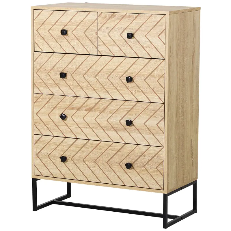 Armario Auxiliar Cajonera Cómoda 5 Cajones Mesilla de Noche Organizador Almacenaje Oficina 80x39,5x110cm Armario Auxiliar Cajonera Cómoda 5 Cajones Mesilla de Noche Organizador Almacenaje Oficina 80x39,5x110cm