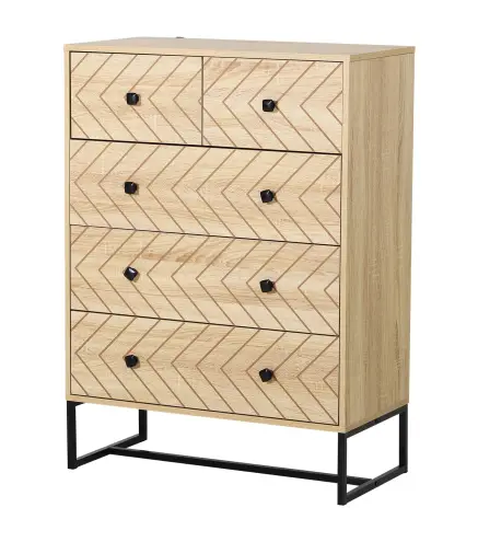 Armario Auxiliar Cajonera Cómoda 5 Cajones Mesilla de Noche Organizador Almacenaje Oficina 80x39,5x110cm