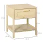 Mesita de Noche Mesilla de Noche con Cajón de Ratán y Estante Inferior Carga 40 kg para Dormitorio Sala 40x40x48 cm Natu