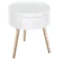 Mesita de Noche con 1 Cajón Mesa Auxiliar Redonda con Borde Elevado y 3 Patas de Madera para Dormitorio Sala de Estar Es