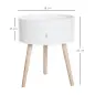 Mesita de Noche con 1 Cajón Mesa Auxiliar Redonda con Borde Elevado y 3 Patas de Madera para Dormitorio Sala de Estar Es