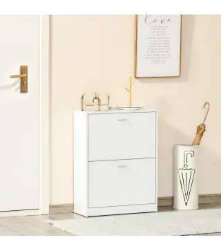 Zapatero Moderno Zapatero de Entrada Recibidor Estrecho con 2 Cajones y Estantes Ajustables para Pasillo 60x24x80 cm Bla