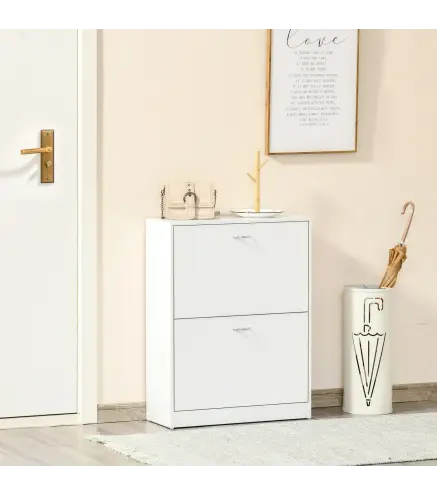 Zapatero Moderno Zapatero de Entrada Recibidor Estrecho con 2 Cajones y Estantes Ajustables para Pasillo 60x24x80 cm Bla