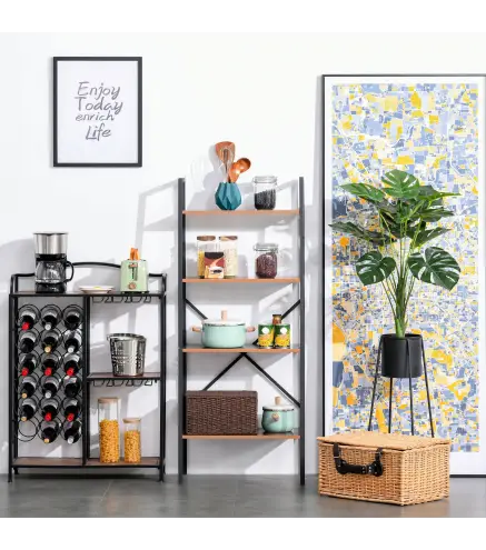 Estantería de Escalera Estantería Industrial Librería con 4 Estantes para Libros para Salón 60x35x145 cm Marrón Rústico