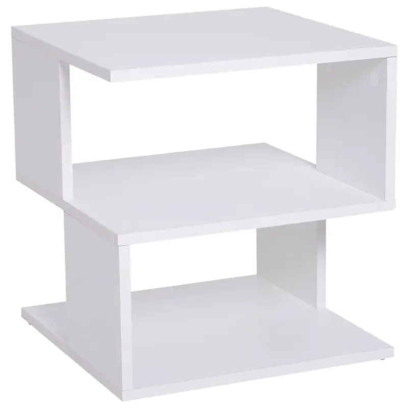 Mesa de Centro Mesita de Noche Mesita Auxiliar de 2 Niveles con Estante de Almacenamiento para Salón 40x40x43cm Blanco