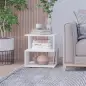 Mesa de Centro Mesita de Noche Mesita Auxiliar de 2 Niveles con Estante de Almacenamiento para Salón 40x40x43cm Blanco