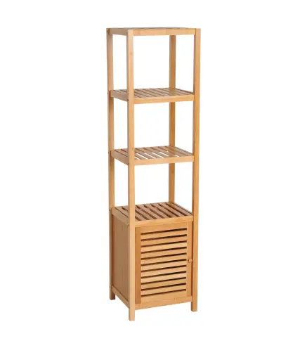 Estantería de Baño de Bambú Estantería de Almacenaje para Baño con 1 Puerta y 4 Estantes para Cocina Salón Dormitorio 33