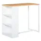 Mesa de Bar con 3 Estantes Estructura de Metal Antivuelco Carga 100 kg 115x55x100 cm Blanco y Roble