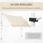 Toldo Manual Retráctil 300x150x170-280 cm con Altura Ajustable Manivela y Protección Solar para Terraza Beige