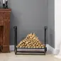 Estante para Leña de Chimenea 75x30x60 cm Soporte para Leña Tradicional Portaleña de Diseño Vintage con 4 Herramientas Base Elev