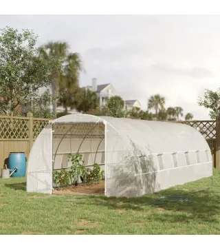 Invernadero de Exterior Invernadero de Túnel 8x3x2 m Invernadero de Jardín con 12 Ventanas y Puerta Enrollable para Cultivo Plan