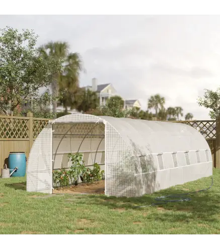 Invernadero de Exterior Invernadero de Túnel 8x3x2 m Invernadero de Jardín con 12 Ventanas y Puerta Enrollable para Cultivo Plan