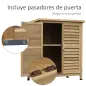 Armario para Terraza de Madera con 2 Estantes Interiores 2 puertas de Buena Ventilación y Techo Inclinado para Exterior 87x46,5x