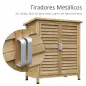 Armario para Terraza de Madera con 2 Estantes Interiores 2 puertas de Buena Ventilación y Techo Inclinado para Exterior 87x46,5x