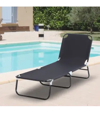 Tumbona Plegable Reclinable con Ángulo Ajustable de 5 Posiciones para Jardín Exterior Piscina Terraza Camping Carga 120 kg 188x5