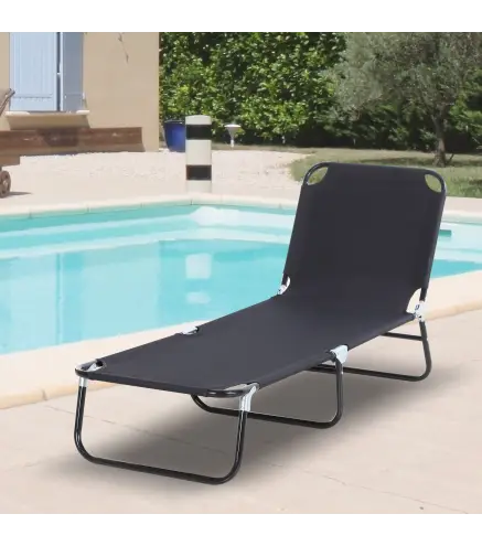 Tumbona Plegable Reclinable con Ángulo Ajustable de 5 Posiciones para Jardín Exterior Piscina Terraza Camping Carga 120 kg 188x5