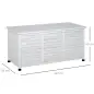 Baúl de Almacenaje Exterior 284L Arcón de Jardín de Madera Impermeable con Tapa Abrible y Diseño Persiana 127x56x60 cm Blanco