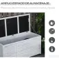 Baúl de Almacenaje Exterior 284L Arcón de Jardín de Madera Impermeable con Tapa Abrible y Diseño Persiana 127x56x60 cm Blanco