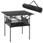 Mesa de Camping Plegable con Almacenaje de Malla y Bolsa de Transporte para Exterior Jardín y Picnic 70x70x69 cm Negro