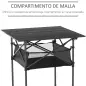 Mesa de Camping Plegable con Almacenaje de Malla y Bolsa de Transporte para Exterior Jardín y Picnic 70x70x69 cm Negro