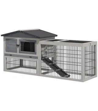 Conejera de Exterior Hecha de Madera Jaula para Conejos con Múltiples Entradas Bandeja Extraíble y Lavable Gran Espacio Interior