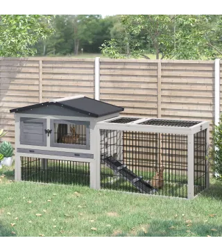 Conejera de Exterior Hecha de Madera Jaula para Conejos con Múltiples Entradas Bandeja Extraíble y Lavable Gran Espacio Interior