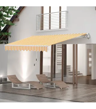 Toldo de Pared con Brazo Articulado y Manivela Marco Resistente de Aluminio y Cubierta de Poliéster 295x245 cm Naranja