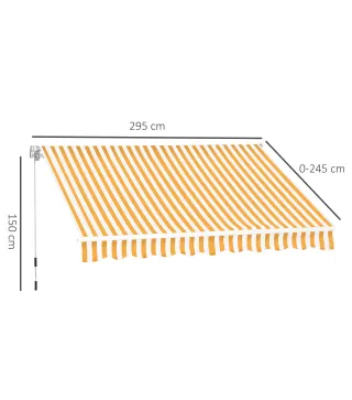 Toldo de Pared con Brazo Articulado y Manivela Marco Resistente de Aluminio y Cubierta de Poliéster 295x245 cm Naranja