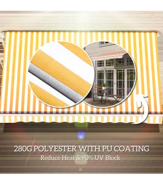 Toldo de Pared con Brazo Articulado y Manivela Marco Resistente de Aluminio y Cubierta de Poliéster 295x245 cm Naranja