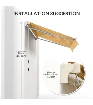 Toldo de Pared con Brazo Articulado y Manivela Marco Resistente de Aluminio y Cubierta de Poliéster 295x245 cm Naranja