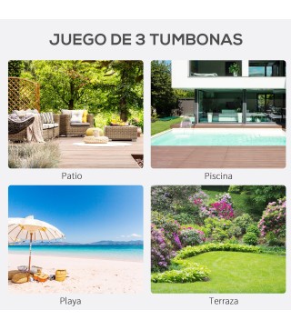 Juego de 2 Tumbonas y Mesa de Jardín