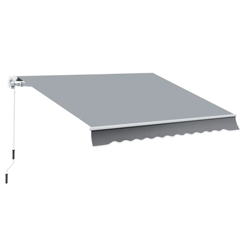 Toldo Manual Retráctil 3x2,5 cm, Toldo Exterior Terraza con Ángulo Ajustable, Brazo Articulado, Montaje a Pared, Estructura de A