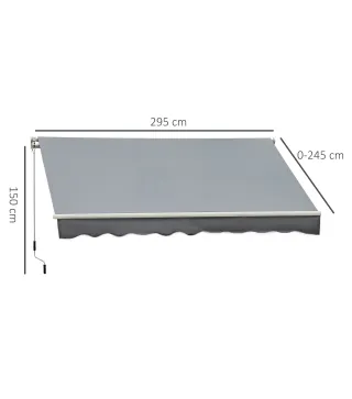 Toldo Manual Retráctil 3x2,5 cm Toldo para Balcón con Manivela de Metal Impermeable y Anti-UV Toldo Enrollable de Exterior para