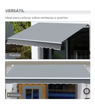Toldo Manual Retráctil 3x2,5 cm Toldo para Balcón con Manivela de Metal Impermeable y Anti-UV Toldo Enrollable de Exterior para