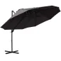 Sombrilla Doble de 270x445x260 cm Parasol Grande Inclinable con Manivela para Abrir y Cerrar Fácil Color Gris