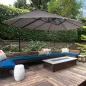 Sombrilla Doble de 270x445x260 cm Parasol Grande Inclinable con Manivela para Abrir y Cerrar Fácil Color Gris