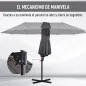 Sombrilla Doble de 270x445x260 cm Parasol Grande Inclinable con Manivela para Abrir y Cerrar Fácil Color Gris