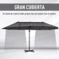 Sombrilla Doble de 270x445x260 cm Parasol Grande Inclinable con Manivela para Abrir y Cerrar Fácil Color Gris